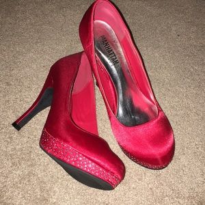 Red Satin Heels